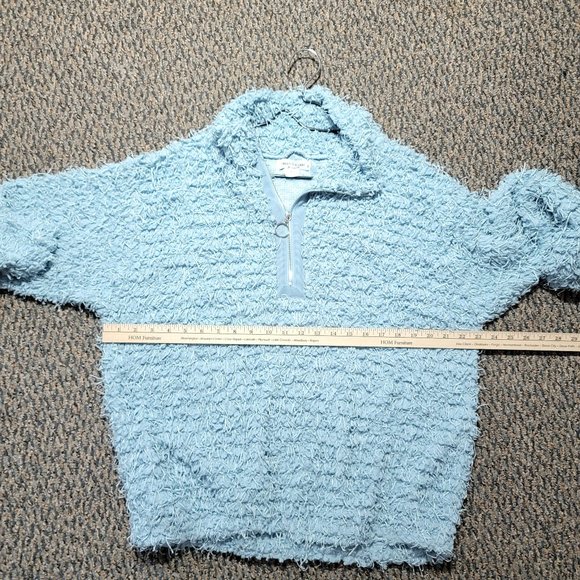 Skye's The Limit Women's Blue Eyelash Knit Sweater Turtleneck Pullover Large - Picture 14 of 16